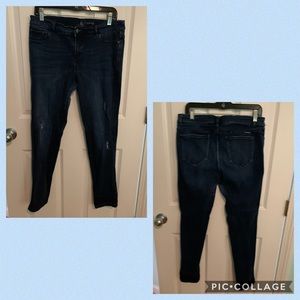 NY&Co Dark Distressed Denim Skinny Jeggings